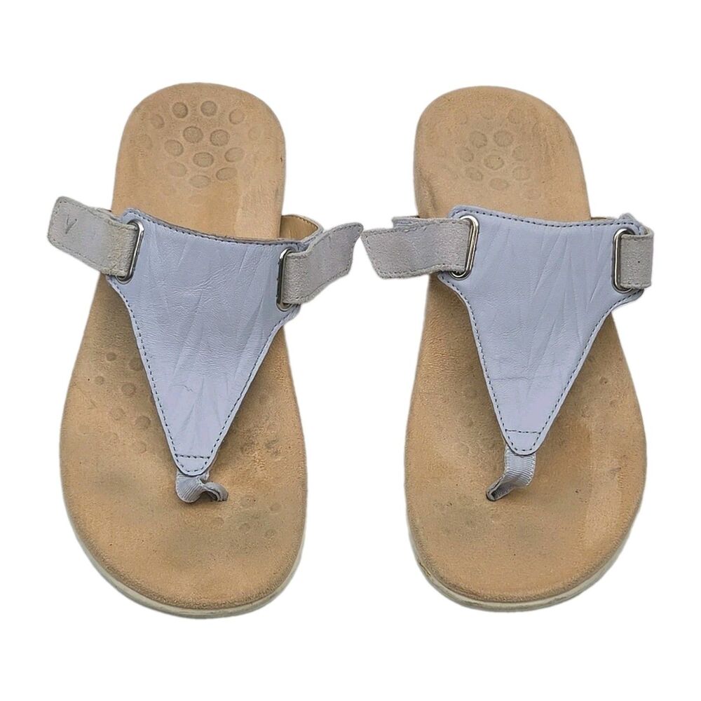 Vionic Sandal Shoe Wanda Orthotic Blue Women Sz 10 Flat Thong Adjustable Slip-On - Picture 3 of 7